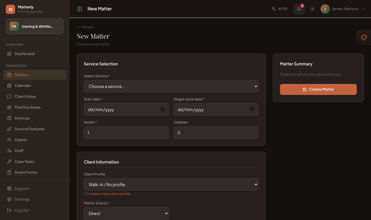 New Matter form